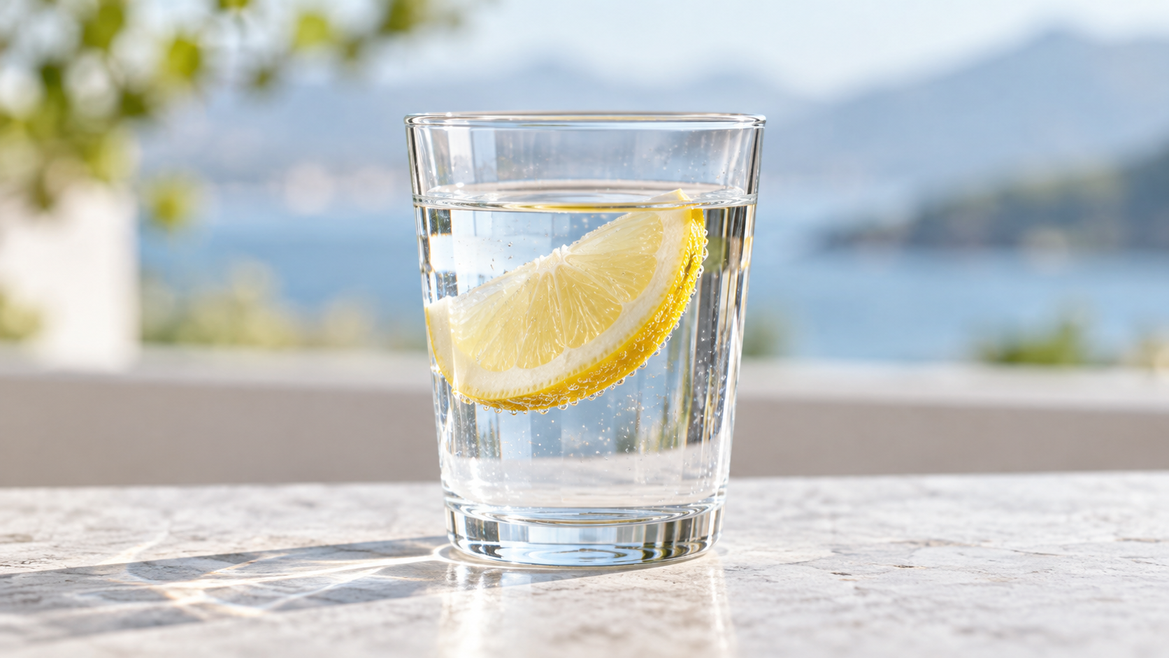 Wasser mit Zitronenschnitz
