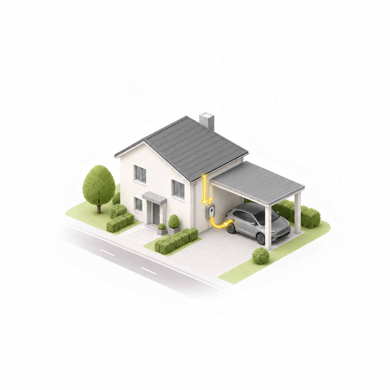 Schweizer Haus mit Wallbox und Elektroauto